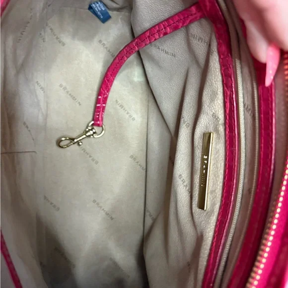 Brahmin Rich Rouge Pink Embossed Tote-Carryall—EUC - Picture 8 of 15